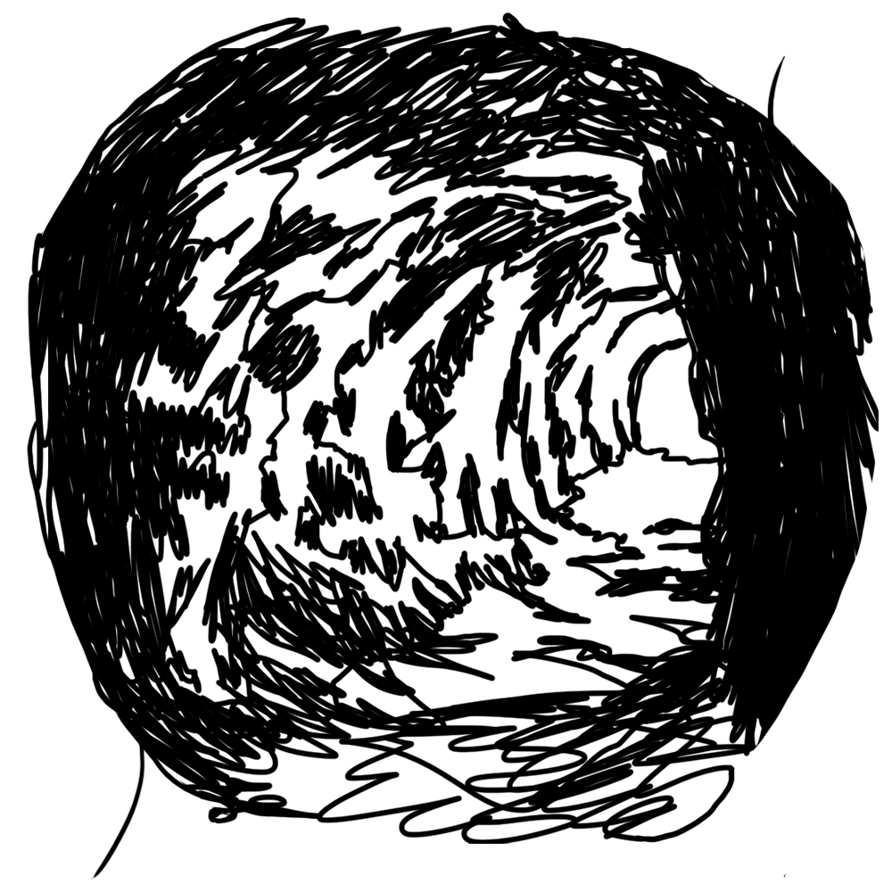 caverna escura, com luz saindo por um buraco, mostrando a saída